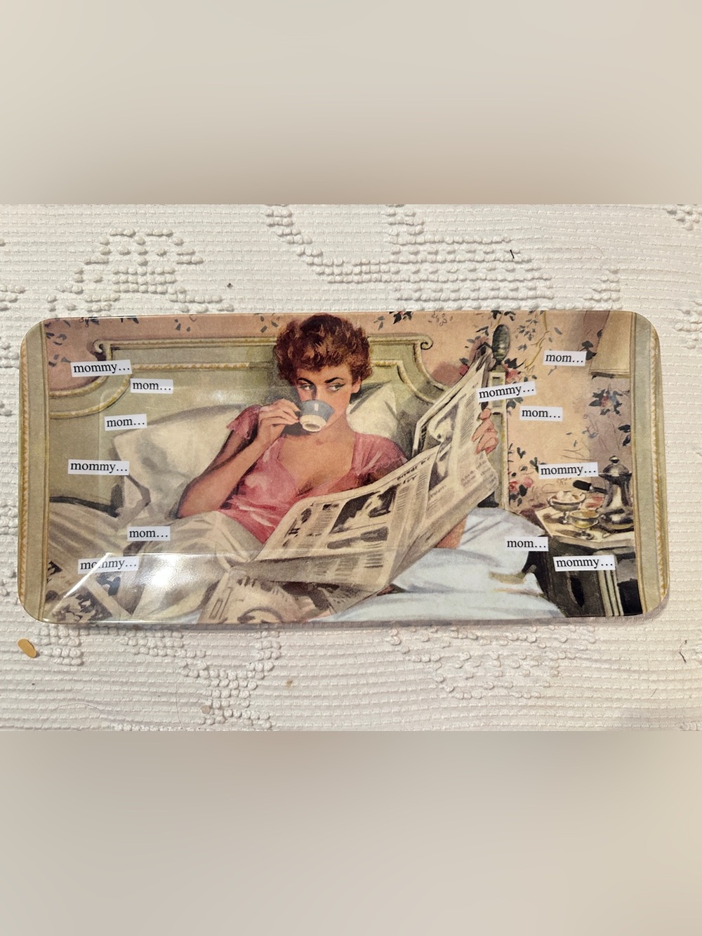 Vintage Pinup Tray with Pink Accented Illustration